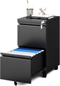 MIIIKO 2 Drawer File Cabinet on Wheels, Home Office Mobile File Drawers Under by MIIIKOOfficeFurniture