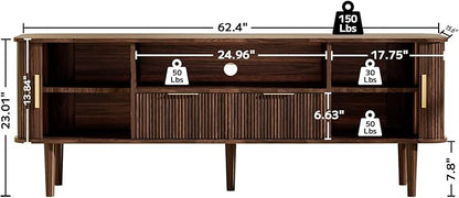 DAMCROP 62.4 Inch Fluted TV Stand, Modern Media Console Table - Image 2