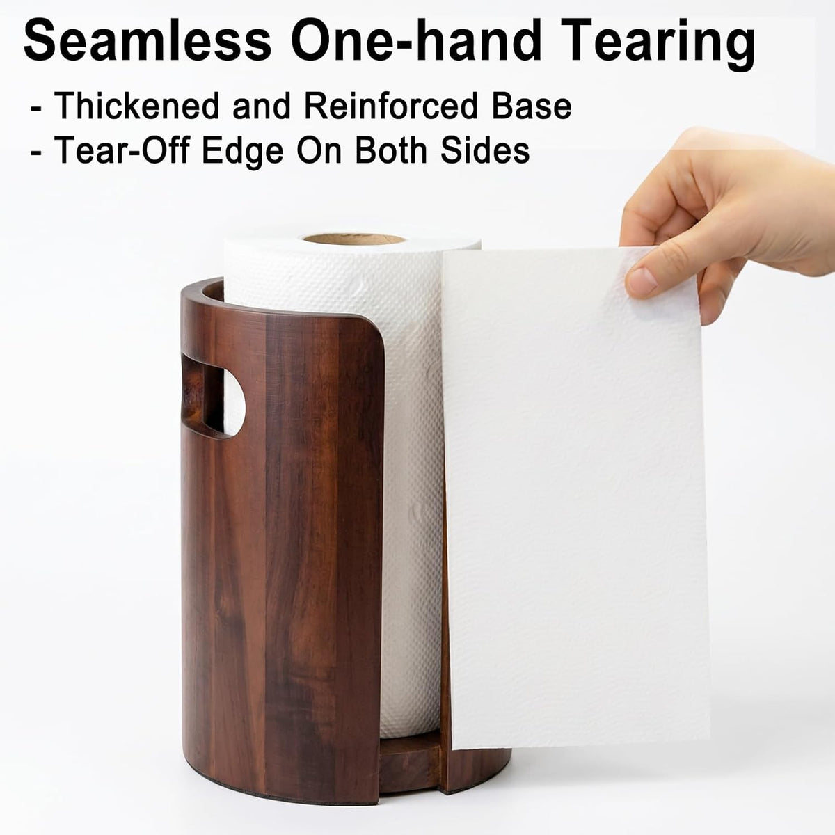Acacia Wood Paper Towel Holder for Kitchen Countertop with Splash Guard