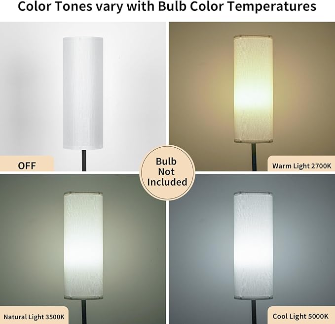 FRIDEKO HOME Floor Lamp with White Shade, Simple Design with Foot Pedal Switch - Image 3