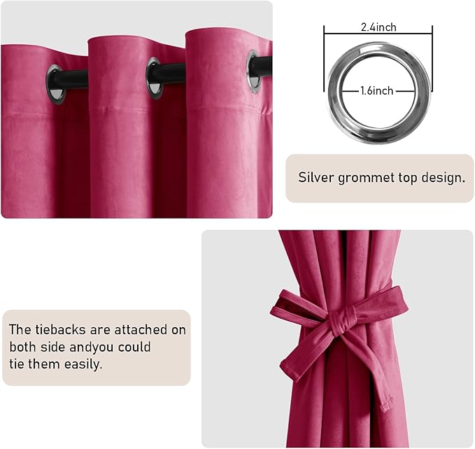 JIUZHEN Velvet Curtains 96 inches Blackout Curtains - Image 2