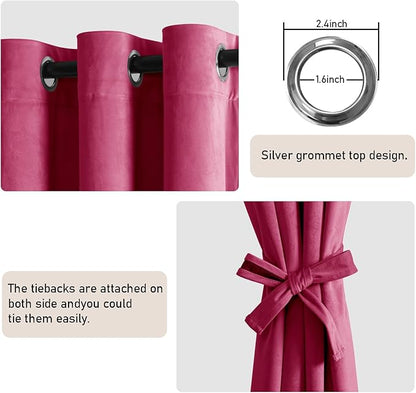 JIUZHEN Velvet Curtains 96 inches Blackout Curtains - Image 2