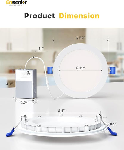 Ensenior 12 Pack 6 Inch LED Recessed Ceiling Light, 4000K Cool White, 1050LM - Image 4