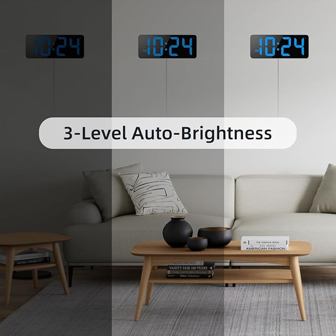 LED Digital Wall Clock with Large Display, Big Digits, Auto-Brightness - Image 4