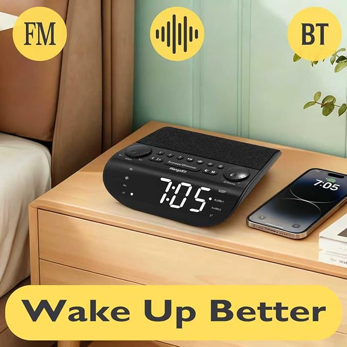 MangoKit FM Radio with Bluetooth 5.3, Dual Alarm Clock - Image 2
