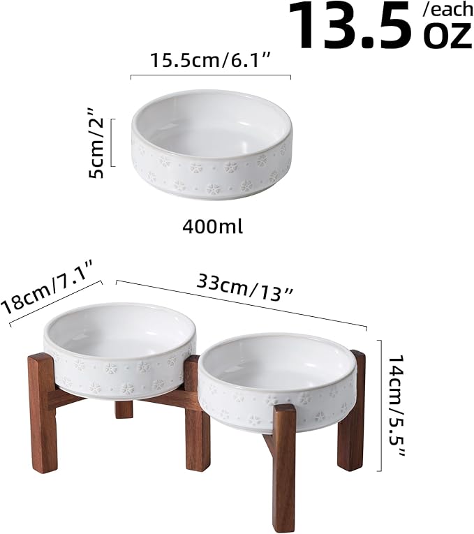 6.1inch Ceramic Raised Double Bowls Set - Image 2