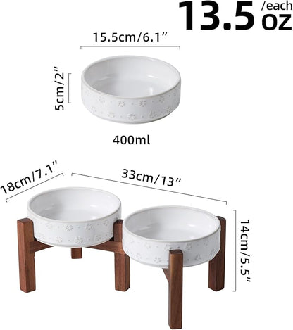 6.1inch Ceramic Raised Double Bowls Set - Image 2