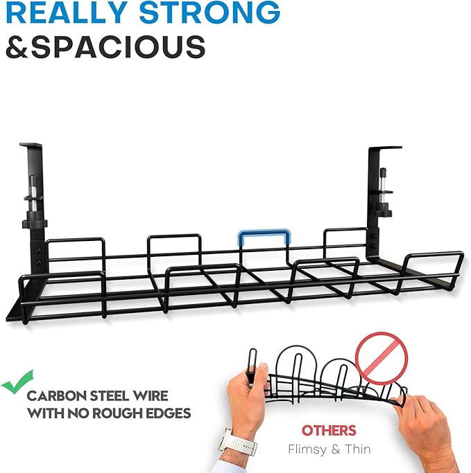 No Drill Under Desk Cable Management Tray, Desk Wire Management Cable Tray - Image 6