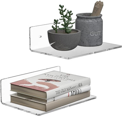9 Inches Acrylic Wall Shelves 2 Pack, Floating Shelf by Sezanrpt