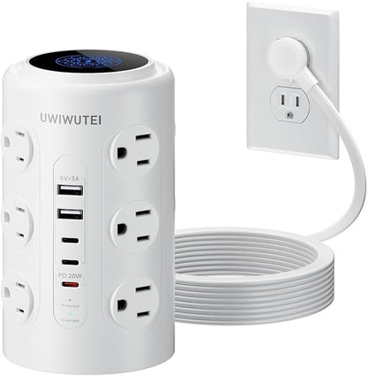 Tower Power Strip with 1 Dedicated PD 20W Fast-Charging Port, 12 Outlets by Unknown