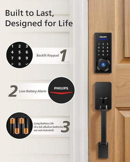 Philips Wi-Fi Smart Lock with Handle, Keyless Entry Keypad Door Lock with Handle - Image 8