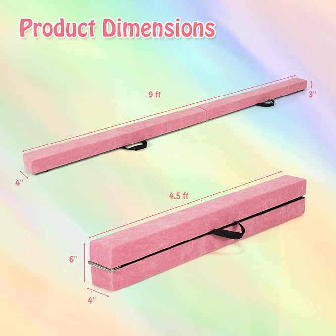 Giantex 7FT/8FT/9FT Balance Beam, Folding Gymnastics Beam w/Carry Handles - Image 7