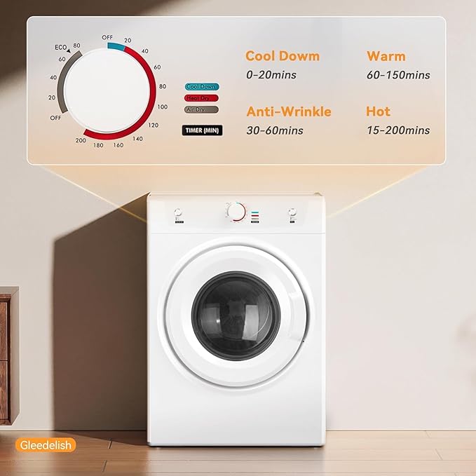 3.5 Cu.Ft. Clothes Dryer, 1500W Portable Dryer, 26.4 LBS Drying Machine - Image 2