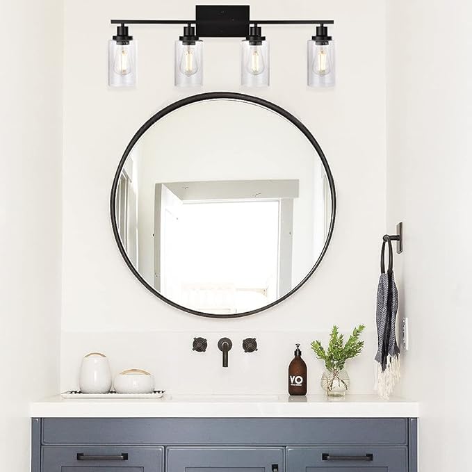 WINSHEN Black 4-Light Bathroom Light Fixtures - Image 2