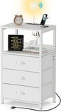 White Nightstand with Charging Station & Voice Control LED Light, 28.3" Night by RVHOME
