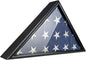Burial Flag Display Case Fits 5'x9.5' Flag, Thin Bottom Edge Military Flag Box with Glass Front for American Veteran Flag, Wooden Memorial Folded Flag Case Shadow Box (Black)