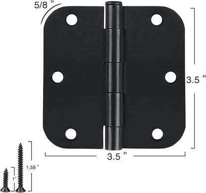 30 Pack Rounded Matte Black Door Hinges 3.5 Inch 5/8" Radius Interior 3 1/2" - Image 5