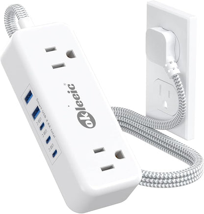 Power Strip with USB C, Small Extension Cord with 4 Outlets & 2 USB-A and 3 by okleeic
