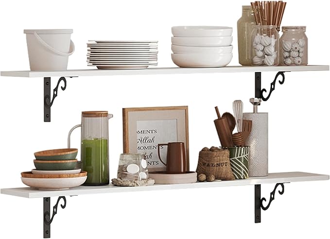 DINZI LVJ Long Wall Shelves, 23.6" Large Floating Shelves Set of 2, Farmhouse by DINZILVJ