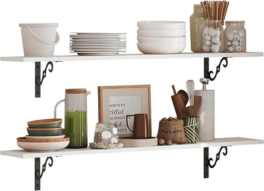 DINZI LVJ Long Wall Shelves, 23.6" Large Floating Shelves Set of 2, Farmhouse by DINZILVJ