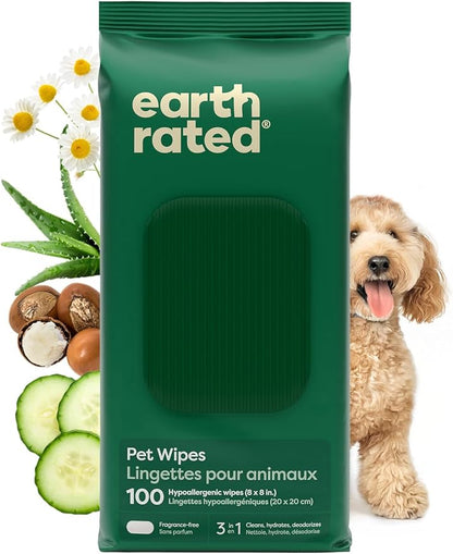 Earth Rated Pet Wipes for Dogs and Cats, Hypoallergenic, Cleaning and Hydrating by EarthRated