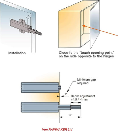 Push to Open Door Catches for Kitchen Cabinet Cupboard Wardrobe Automatic - Image 5