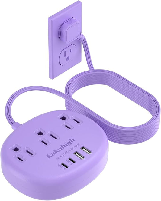 Purple Extension Cord - 10 FT Flat Extension Cord by YourBetterchoice