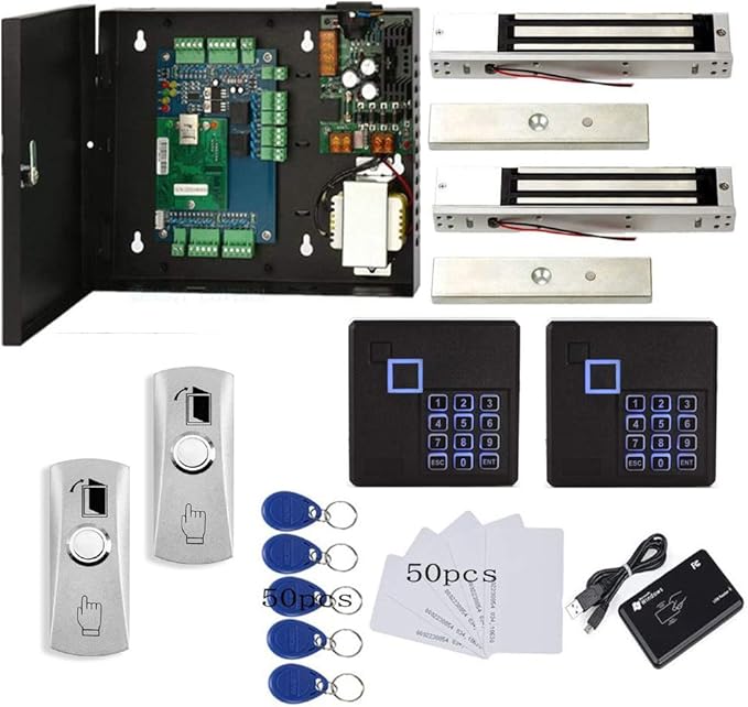 MENGQI-CONTROL TCP/IP 2 Doors Access Control System Kits Metal Push Release by MENGQI-CONTROL