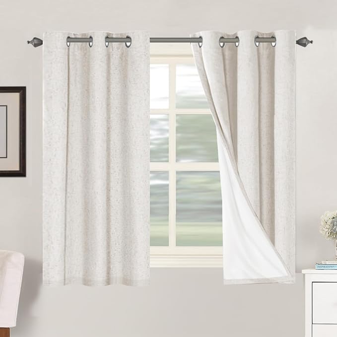 H.VERSAILTEX Primitive Linen Curtains 100% Blackout Curtain Drapes Burlap by HVERSAILTEX