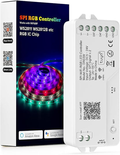 BTF-LIGHTING 2.4G WiFi DR03W RGB SPI Controller Tuya APP/Smart Life/Google by BTF-LIGHTING