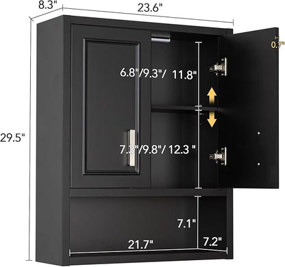 Black Wall Cabinet 23x29 inch for Bathroom Laundry Room Bedroom Kitchen Wood - Image 3