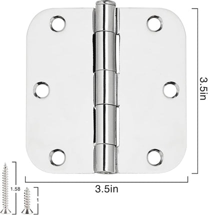 12 Pack Rounded Door Hinges 3.5 inch X 3-1/2" 5/8 Radius, Polished Chrome 3 ½ - Image 5