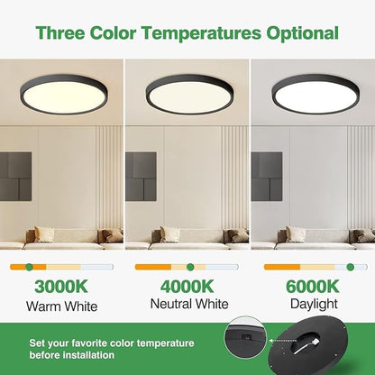 4PK 15.8 Inch Black LED Flush Mount Ceiling Light, 3000K/4000K/6000K CCT - Image 2