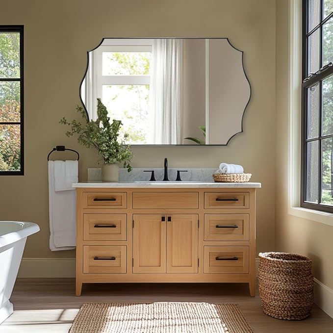 ANDY STAR 30x48 Inch Matte Black Mirror, Unique Rectangular Bathroom Mirror - Image 3