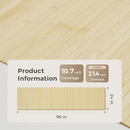 OUZUGIE 2 Pack 96x24 Inch Natural Bamboo Wall Panel – Raw Pole Wrap Paneling - Image 2