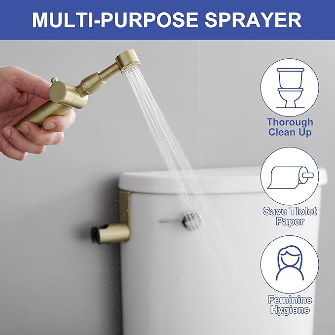 Bidet Sprayer for Toilet Brushed Gold Bidet Attachment for Toilet - Image 3