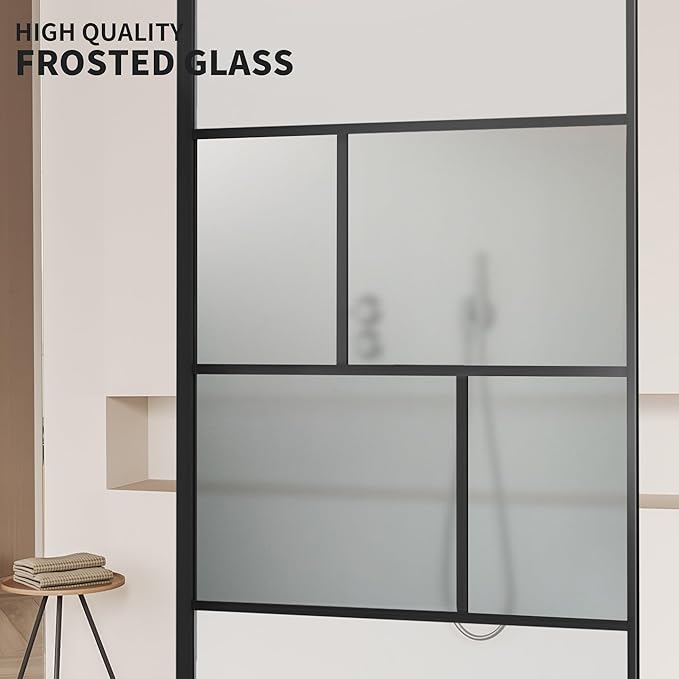 Bathroom Shower Door, Modern Grid Shower Door 34 * 74 Inch, 5/16" Clear - Image 4