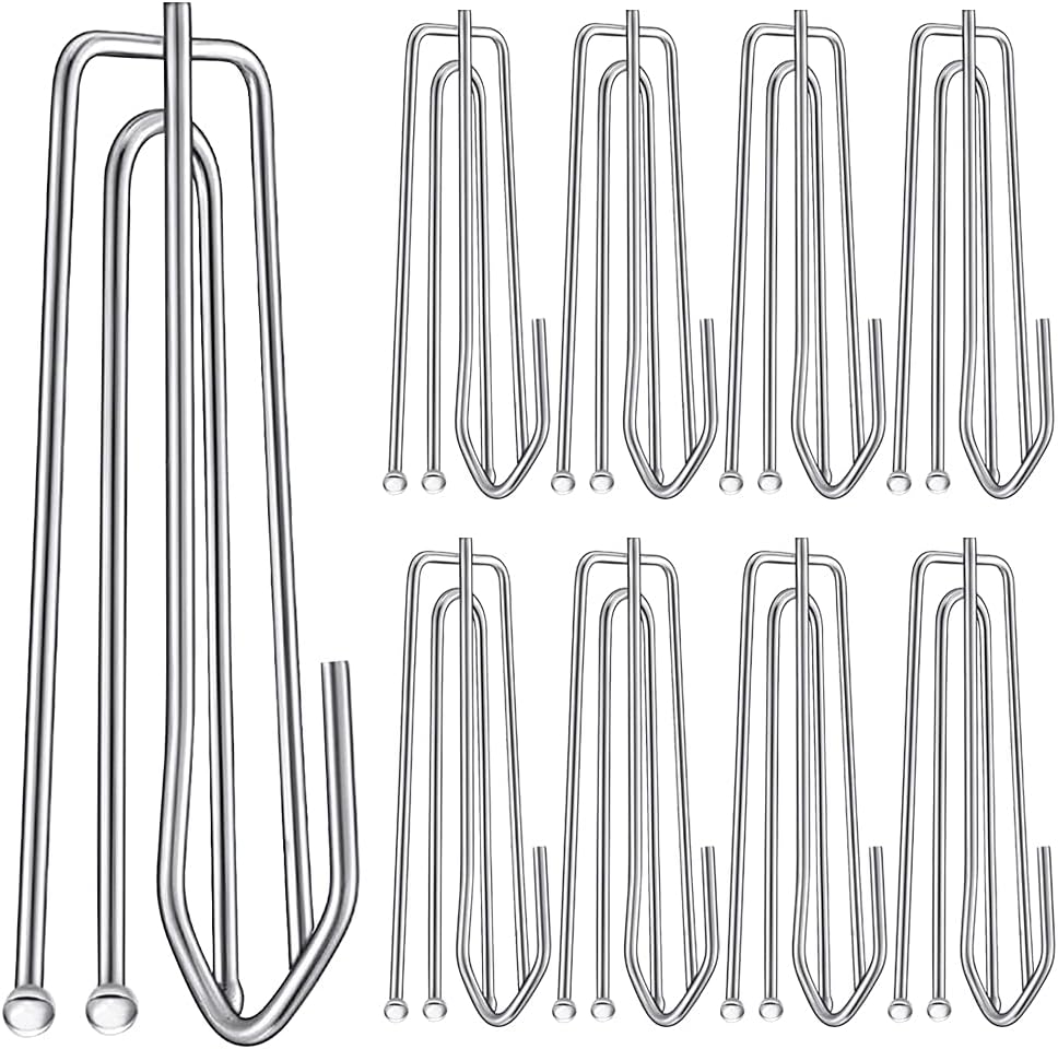 60 Pack Curtain Hooks for Drapes, 4-Prong Pinch Pleat Drapery Hooks | 60 sturdy metal 4-prong curtain hooks for pleat tape and header pockets, creating neat pinch pleats for rings or tracks