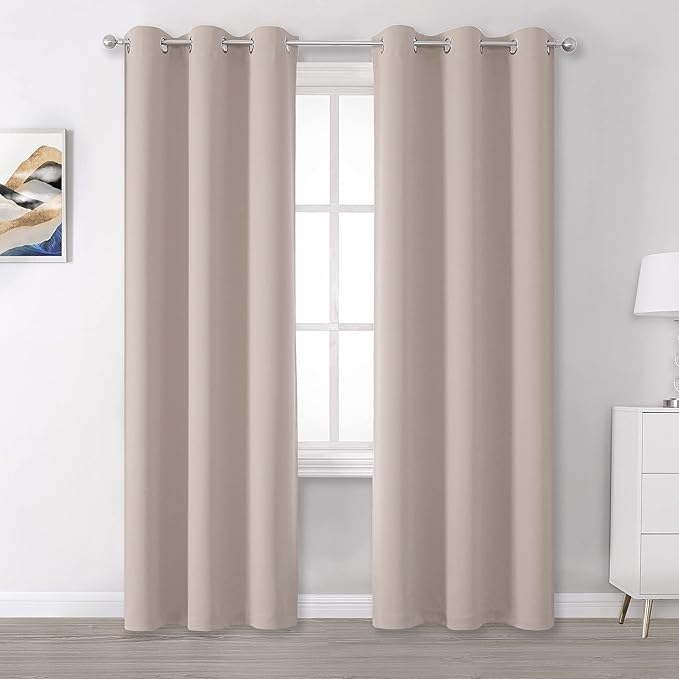 DUALIFE Warm Taupe Room Darkening Curtain Panels by DUALIFE