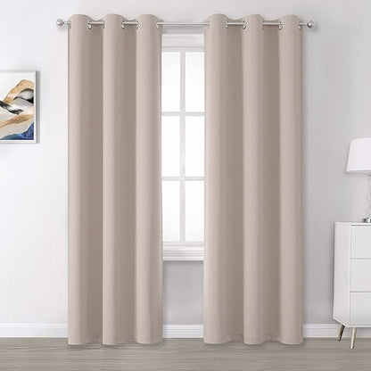 DUALIFE Warm Taupe Room Darkening Curtain Panels by DUALIFE