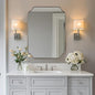 ANDY STAR Scalloped Bathroom Mirror, 24x32’’ Brushed Nickel Rectangle Mirror by ANDYSTAR