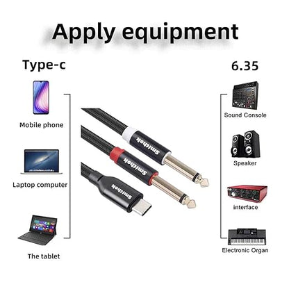 Smithok USB C to Dual 6.35mm 1/4 inch Stereo Splitter Y Cable, USB Type C to - Image 5