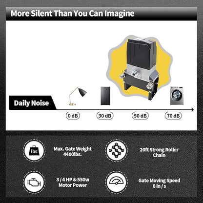 TOPENS DKC2000S Solar Sliding Gate Opener Chain Drive Automatic Gate Motor - Image 3
