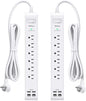 2 Pack Power Strip, 15FT Long Extension Cord, Surge Protector by Mifaso