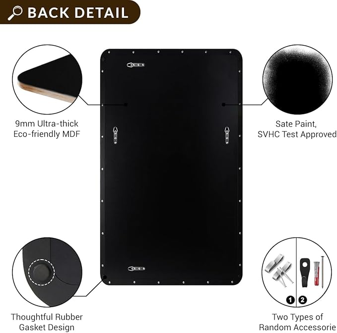 ANDY STAR 30”x48” Black Bathroom Mirror, Wall Mirror - Image 5