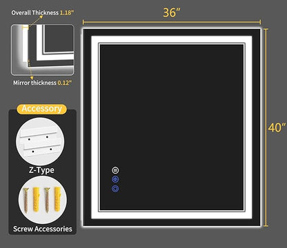 36"x40" LED Bathroom Mirror - Image 8