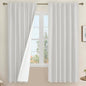 LAMIT 100% Blackout Natural Linen Curtains, 68 Inches Linen Textured Thermal by LAMIT