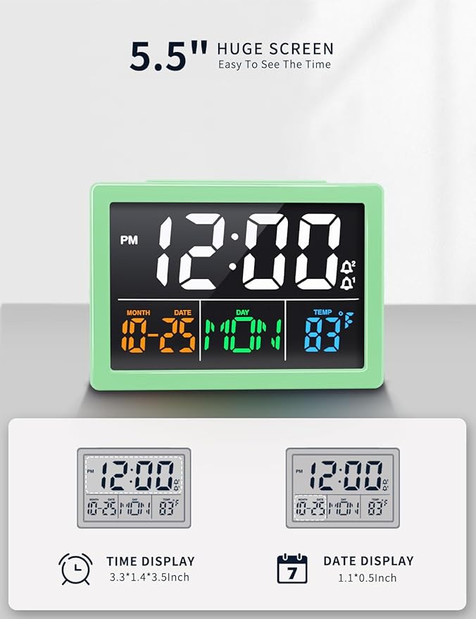 Digital Alarm Clock, with 5.5" Large LED Time Display, Adjustable Alarm Volume - Image 2