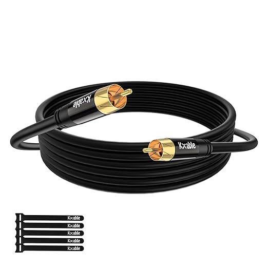 Subwoofer Cable RCA to RCA Audio Cable 100FT, Digital Coaxial Audio Cable by Kxable