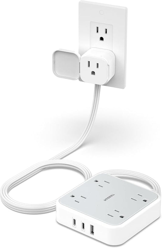 TESSAN Outlet Cover with Extra Outlet on Plug, Surge Protector Power Strip with by TESSAN